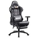 Baybee Drogo Royal Ergonomic Gaming Chair, Computer Chair With Footrest, Adjustable Seat, Pu Leather & 3D Armrest (3D Black)