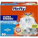 Hefty Ultra Strong Trash Bags (Clean Burst, Tall Kitchen Drawstring, 13 Gallon, 80 Count) – Fits All Simplehuman Size J Cans