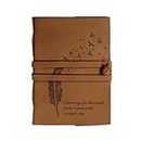 GOLDLINE Journal Diary for Men women Leather Vintage Handmade Personal Diary Journals Notebook Unique Bound Notepad Diaries To write in With Leaf of Tree & Quote Embossed 7x5 inches 200 Pages