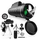 Monocular Telescope for Smartphone with Compass Phone Holder High Powered 40x60 Monoculars for Adult Kids Hunting Stargazing Wildlife Bird Watching Travel Camping Hiking Outdoor Activity Gifts