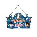 Indigifts Kids Room Decorative Items Printed Designer Wooden Door Wall Hanging Signboard - Kids Room décor | Size: 11.05 Inches x 7 Inches (28x18 cm) | Color: Blue | Wall Hanging Board, Home Decor