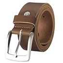Lindenmann Mens Leather Belt/Mens Belt, full grain leather belt, buffalo leather 4mm, cognac, Größe/Size:85, Farbe/Color:marron