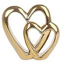 Carousel Home and Gifts Elegant Gold Effect Metal Double Love Heart Decorative Ornament