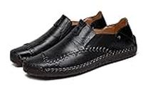 Asifn Men's Casual Leather Loafers Driving Walking Shoes Comfortable Slip-on Sneaker Formal Oxford Penny Classic Moccasins Hand-Stitched Black (11.5-12 M US,29 cm Heel to Toe