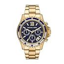 Michael Kors Everest Stainless Steel Chronograph Quartz Watch, Gold/Navy, Quartz Watch