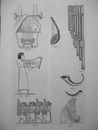 stampa antica old print EGITTO STRUMENTI MUSICALI LIRA CORNO CHITARRA  1883