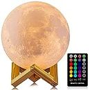 Moon Lamp, LOGROTATE 16 Colors LED Night Light for Kids 3D Printing Moon Light with Stand& Remote/Touch Control & Timing, Moon Light Lamp for kid friend Birthday, Mothers Day Gifts (Diameter 4.8 INCH)