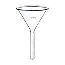 40mm Glass Funnel, Short Stem 3.3 Borosilicate Glass Funnel for Science Labs and Home Kitchen Use, HUAOU, Pack of 1