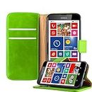 Cadorabo Book Case works with Nokia Lumia 630 in GRASS GREEN - with Magnetic Closure, Stand Function and Card Slot - Wallet Etui Cover Pouch PU Leather Flip