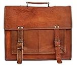 Mk Bags Men's and Women's Leather Laptop Briefcase Bag (Dark Brown)