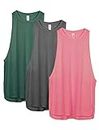 icyzone Workout Tank Tops for Women - Running Muscle Tank Sport Exercise Gym Yoga Tops Athletic Shirts(Pack of 3) (S, Army/Charcoal/Pink)