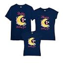 Bouncy Toonz Family T Shirts for 3 Family Dress Set Matching 3 Regular Fit Cotton Round Neck Half Sleeve(Pack of 3)-(moontheme-navy-3pcs)