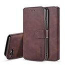 UEEBAI PU Leather Case for iPhone 7 Plus iPhone 8 Plus, Vintage Retro Premium Wallet Flip Cover TPU Inner Shell [Card Slots] [Magnetic Closure] Stand Function Folio Shockproof Full Protection - Coffee