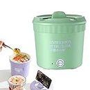 Small Household Multifunctional All-in-One Pot, 1.2L Non Stick Mini Electric Cooker, Portable Small Power Electric Cooking Pot, with Phone Holder, Easy to Clean, for Soup,Noodles,etc. (Green)