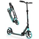 BELEEV Scooters for Kids Ages 6+, Folding 2 Wheel Scooter for Adults Teens, 200mm Big Wheels, 4 Adjustable Handlebar, Front Suspension, Lightweight Kick Scooter with Strap, up to 100Kg(Aqua)