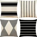 4pcs Outdoor Pillow Covers 18x18 Inch Modern Geometry Decorative Throw Pillow Cases Square Cushion Cases Garden Pillows Shell For Couch Patio Furniture Tent Balcony (black)