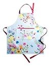 Maison d' Hermine Apron 27.50"x31.50" 100% Cotton 1 Piece Adjustable Neck Strap Cloth Apron with Center Pocket & Long Ties for Mother's Day Gifts, Women, Men, Chef, Jardin D'Ete - Mint - Spring/Summer