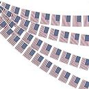 AhfuLife USA Amerika Fahnenkette Flaggenkette Wimpelkette, 1 Stück 30 Amerikanische Flaggen Beidseitig Rechteck Stoff Deutsche Wimpel Girlande für 2024 Unabhängigkeitstag 4. Juli Olympische Party Deko
