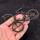Gift For Her Pink Opal Wire Wrapped Cycle Pendant Copper Jewelry 2.95"