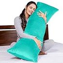 MY ARMOR Microfibre Full Body Long Sleeping Pillow for Pregnancy, 53"x16" Inches, Side Sleeping, Hugging, Cuddling, Relaxing, Washable, Premium Velvet Outer Cover with Zip (Aqua Green)