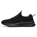 FUJEAK Men Walking Shoes Men Casual Breathable Running Shoes Sport Athletic Sneakers Gym Tennis Slip On Comfortable Lightweight Shoes for Jogging Black Size 12