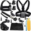 VVHOOY Action Camera Accessories Kit Compatible with AKASO EK7000 GoPro Hero 12 11 10 9 8 7 APEMAN DBPOWER Osmo Dragon Touch, Brave 4 Brave 7 LE Chest Mount Suction Cup Selfie Stick Head Strap