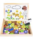 COOLJOY 100Pcs Wooden Magnetic Board Puzzle Games, Wooden Toys for 3 Year Olds+
