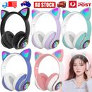 Wireless Cat Ear Headphones Bluetooth Headset LED Earphone Kids Girls Gifts