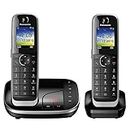 Panasonic KX-TGJ322 - Teléfono (Teléfono DECT, Altavoz, 250 entradas, Identificador de Llamadas, Servicios de Mensajes Cortos (SMS), Negro) [versión importada]