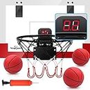 EagleStone Indoor Mini Basketball Hoop Set for Kids with Electronic Score Record and Sounds, Basketball Hoop Over The Door with 2 Balls, Hand Pump Basketball Toy Gifts for Boys Teens Adults