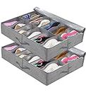 DAWNTREES 2 Pack Under Bed Shoe Storage, 24 Pairs, Underbed Shoe Cabinet Storage Bag, with Transparent Window,Shoe Rack, Breathable, 75×60×15CM.