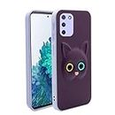 Pikkme Samsung Galaxy S20 FE Back Cover for Girls | Cute Cat Leather Finish | Soft TPU | Case for Samsung Galaxy S20 FE (Purple)