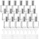 Foraineam 18 Pack Clear Glass Fine Mist Atomizer Spray Bottles, 15ml Refillable Mini Perfume Bottle, Empty Glass Perfume Atomizer Bottle Fragrance Bottles with Droppers and Funnels