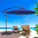 10 Ft Patio Offset Umbrella Outdoor UV Protectionwith Crank & Cross Base