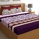 My Room 100% Cotton King Bedsheet with 2 Pillow Covers Cotton, 140tc Ethnic Purple Bedsheets for King Bed Cotton (8.9ft x 8.9ft)