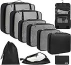 BAGAIL 10 Set Packing Cubes Various Sizes Packing Organizer for Travel Accessories Luggage Carry On Suitcase-Black