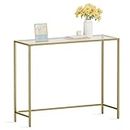 VASAGLE 39.4” Console Table, Tempered Glass Sofa Table, Modern Entryway Table, Golden ULGT26G