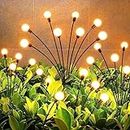 CBK Firefly Solar Lights | 8 LED | Starburst Swaying Solar Garden Light, Warm Garden Light | Outdoor Decoration | Waterproof | Path Lights for Pots, Balcon, Pathway (1) Plastic, Yellow