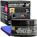 Coconix Leather Recoloring Balm Pure Black - Recolor, Renew, Repair & Restore Aged, Faded, Cracked, Peeling and Scuffed Leather & Vinyl Couches, Boat or Car Seats, Furniture