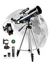 ESSLNB Telescope 36070 Telescopes for Astronomy Adult with Adjustable Tripod and Phone Adapter 70mm Fully Coated Lens 3X Barlow Lens Moon Filter