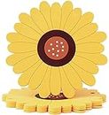 LIVYU LIFE Sunflower Drink Coasters 4Pcs Pack, PVC Coasters for Drinks, Flower Soft Rubber Coaster, Protect Furniture from Water Marks or Damage, Non Slip Coasters (Small, Yellow)