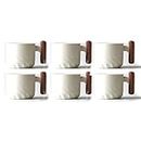 Wopedally Handmade Retro Ceramic Coffee Mug, Tea Cups, Espresso Cups, Latte Art Cup 3 Oz (White,Set of 6)