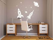 Rocket Wall Decal, Space Sticker, Stars Decal, Planet Stickers, Kids Room r1580