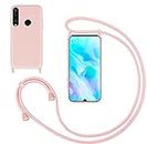 GoodcAcy Mobile Phone Chain Case for Huawei P30 Lite, Smartphone Necklace Case with Strap Protective Case with Chain for Huawei P30 Lite, Pink