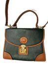 Dooney & Bourke Purse Green Brown Leather Shoulder Bag Crossbody Handbag