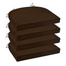 Wellsin Outdoor Chair Cushions for Patio Furniture - Patio Chair Cushions Set of 4 - Waterproof Round Corner Outdoor Seat Cushions 17"X16"X2", Brown