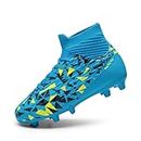 DREAM PAIRS Boys Football Cleats Youth High Top Firm Ground Soccer Shoes SDSO2402K Size 5 Big Kid Blue