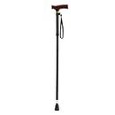 Homecraft Folding Coloured Walking Stick with Wooden Handle, Lightweight Adjustable Walking Cane for Balance, Mobility Aid, Black, 825-925 mm/33-37 Inch, (Eligible for VAT relief in the UK)