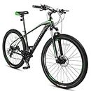 FITTOO Xspace 29'' Unisex Mountain Bike - 24 Speed - Aluminum Frame - Lightweight - 4 Colour Options (Green/Black)