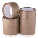 Wolf Tapes Packaging Tape, Heavy-Duty Parcel Tape for Packing, All Purpose Strong Adhesive Tape, Secure Sticky Seal for Boxes, FSC Certified Shipping Tape, Pack of 6 48MM x 66M (Brown)
